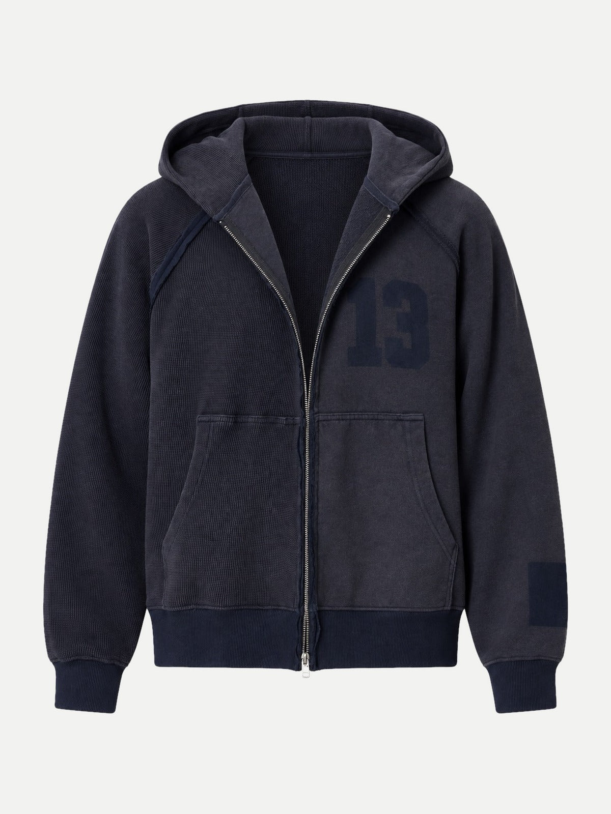 FABEL Half-Zip Hoodie – Gewassen Zwart